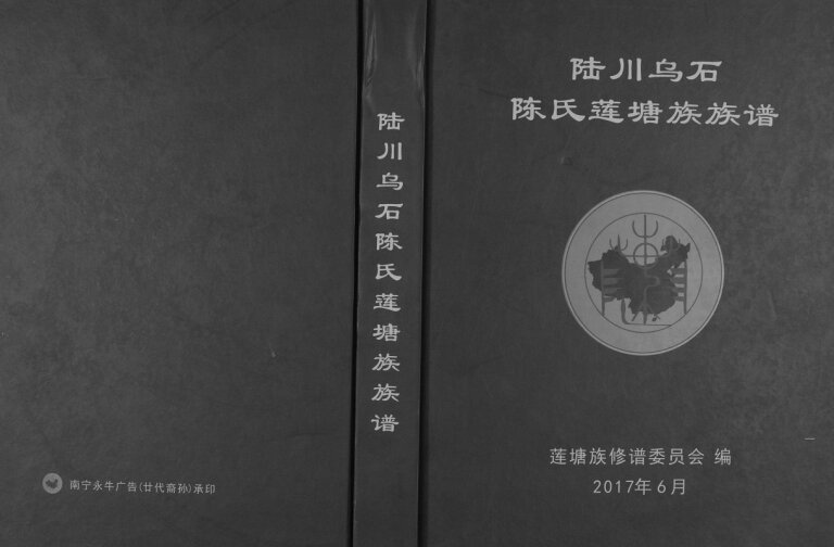 陆川乌石陈氏莲塘族族谱2017广西陆川陈氏电子版家谱下载