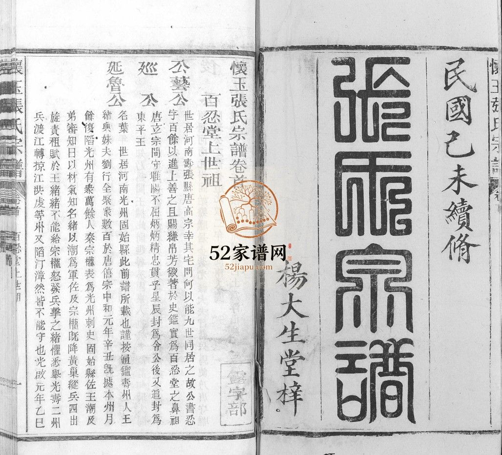 怀玉张氏宗谱[各派分卷,首末各1卷]民国8年江西玉山县张氏电子版家谱下载