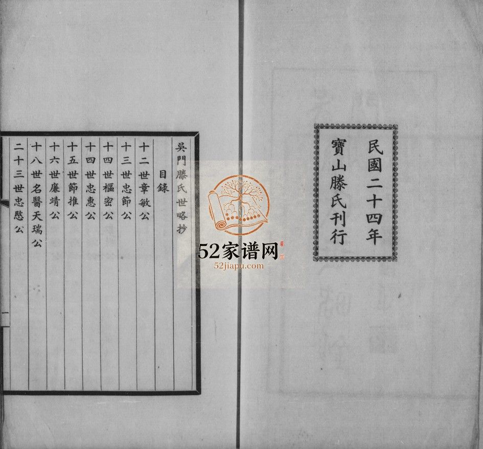 吴门滕氏世略抄民国24[1935]江苏苏州市吴氏电子版家谱下载