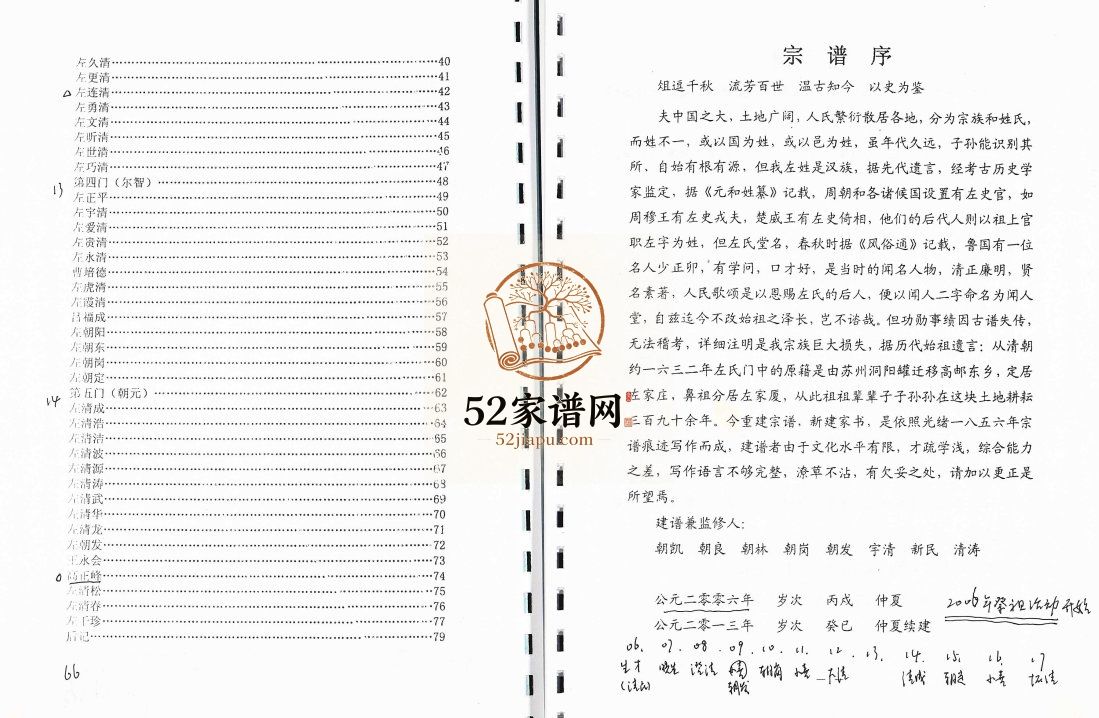 左氏宗谱2013年修 江苏扬州高邮市闻人堂左氏电子版家谱下载