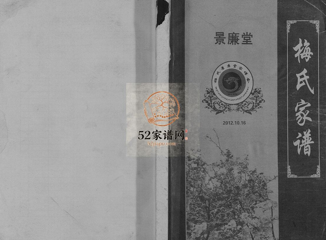 梅氏家谱2012修 江苏扬州高邮市景廉堂梅氏电子版家谱下载