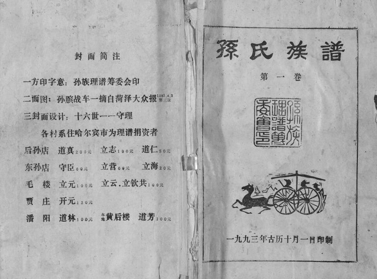 孙氏族谱[四卷]1993年修 单县 虞城 夏邑 丰县 沛县孙氏电子版家谱下载