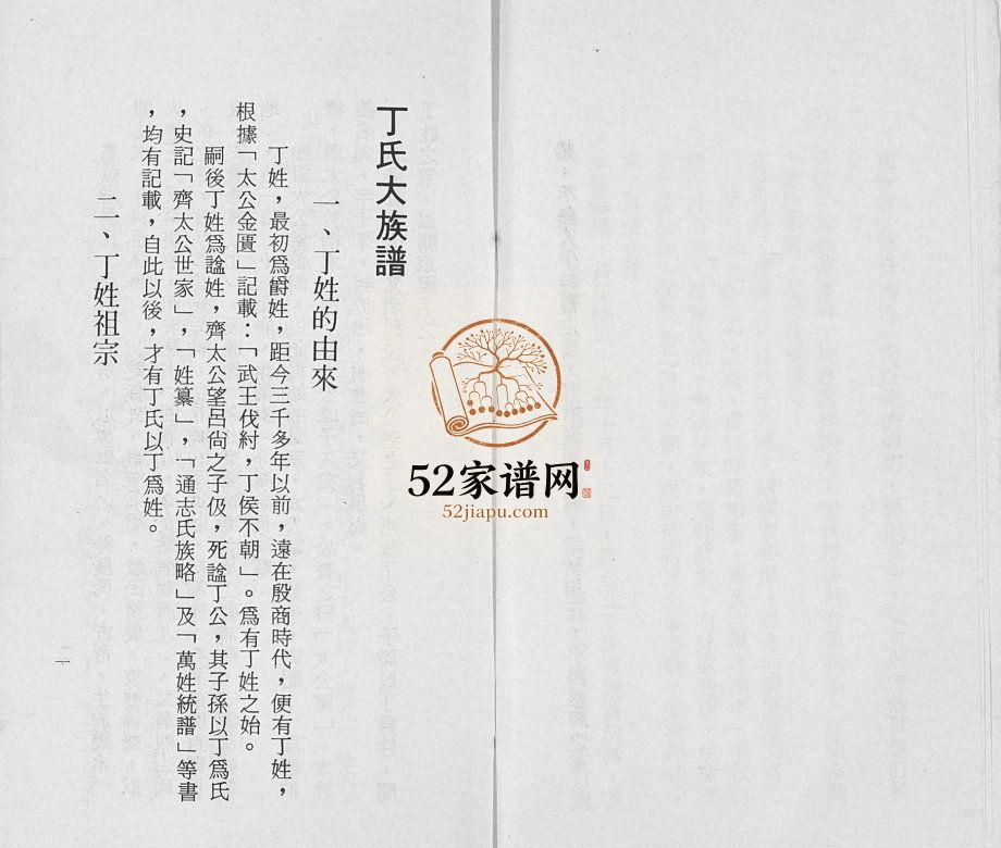 丁氏大族谱[不分卷]1980山东日照市丁氏电子版家谱下载