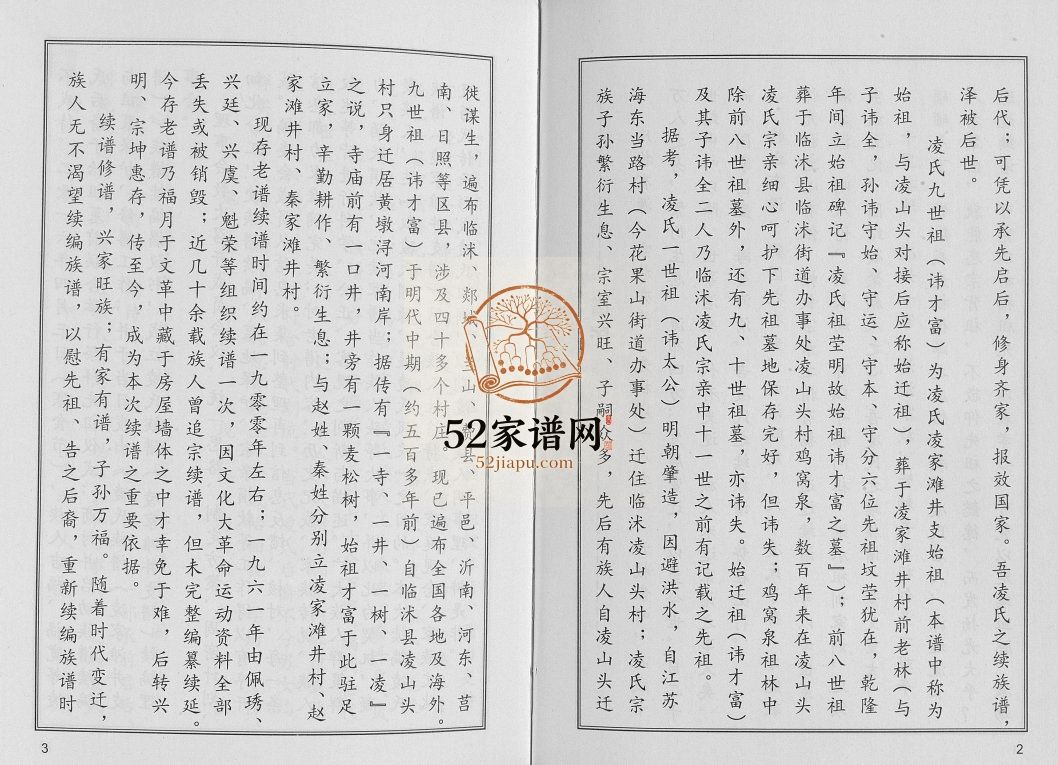 凌氏族谱[2卷]2017年修山东日照凌家滩井凌氏支谱留砚堂电子版家谱下载