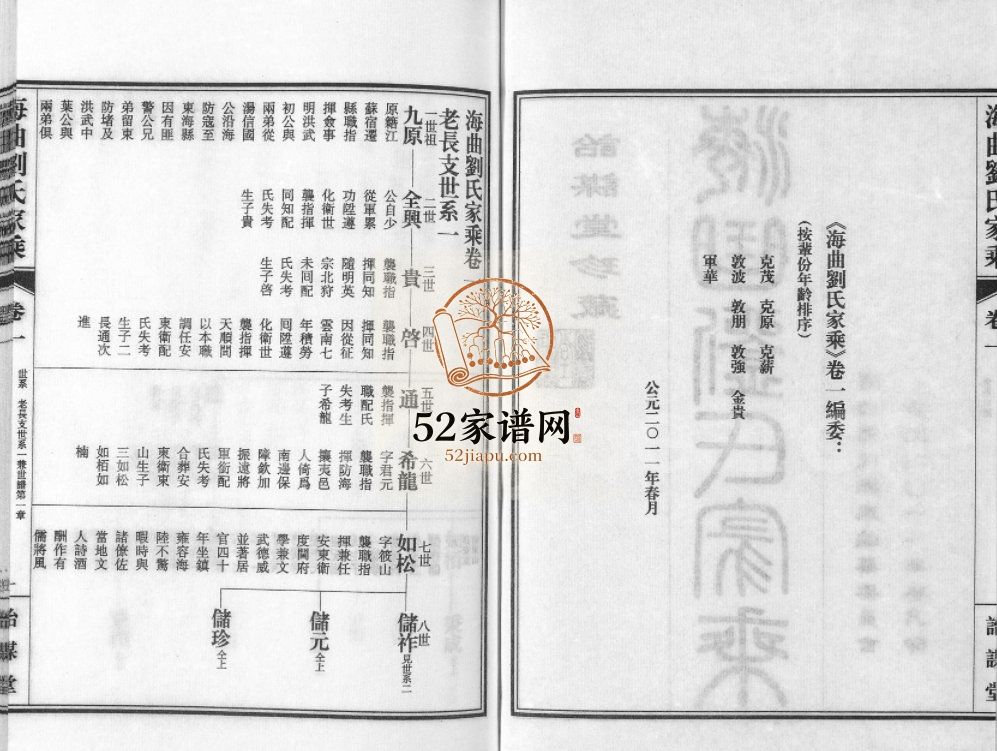 海曲刘氏家乘[3卷]2011年山东日照诒谋堂刘氏电子版家谱下载