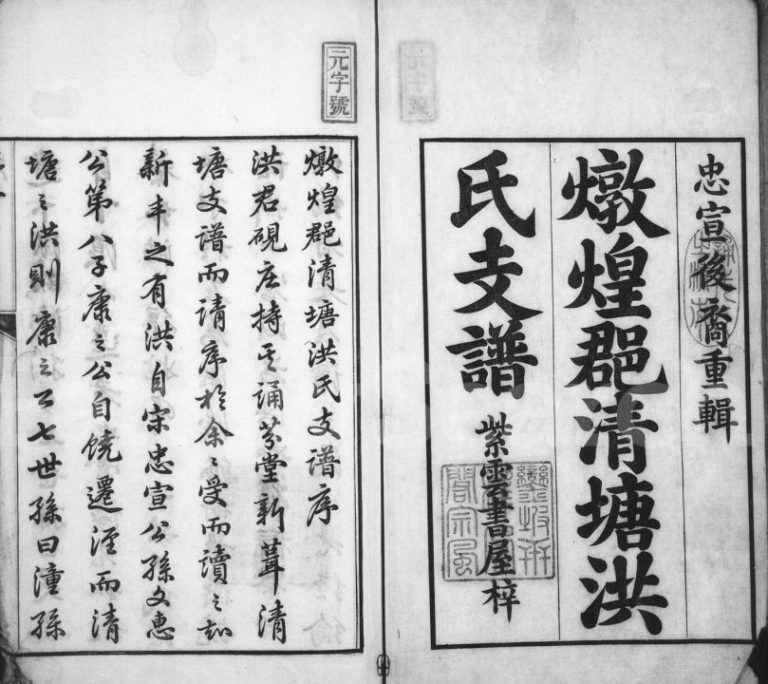 炖煌郡清塘洪氏支谱[4卷,首末各1卷]1809 安徽宣城泾县诵芬堂洪氏电子版家谱下载