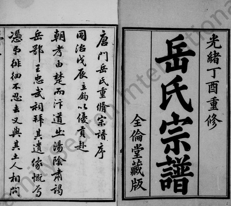 唐门岳氏宗谱[24卷,首1卷]1896十修 宜兴市全伦堂 忠孝堂岳氏电子版家谱下载