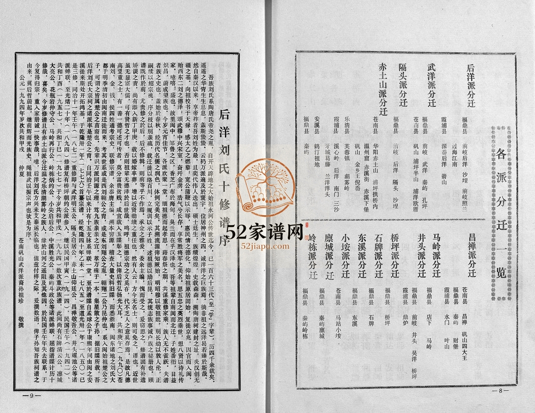 刘氏宗谱[不分卷]1994年十修 浙江乐清 苍南 福建福鼎刘氏电子版家谱下载