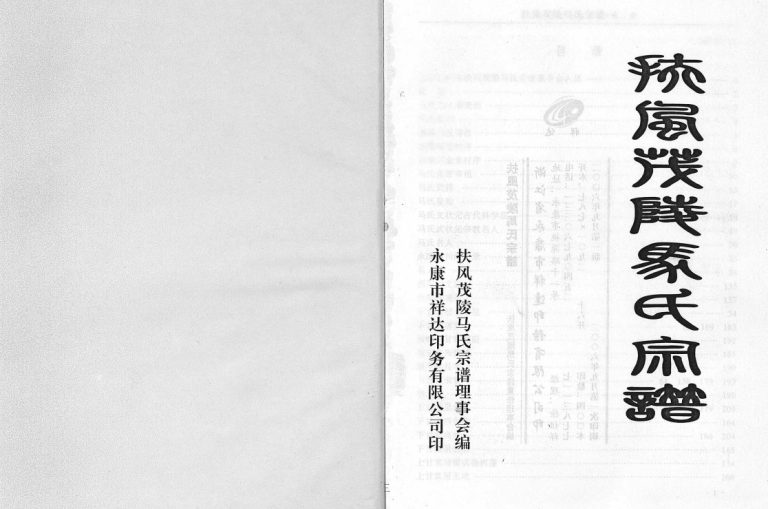 扶风茂陵马氏宗谱2006年重修 金华永康 义乌 东阳 福鼎马仕堂马氏PDF电子版家谱下载