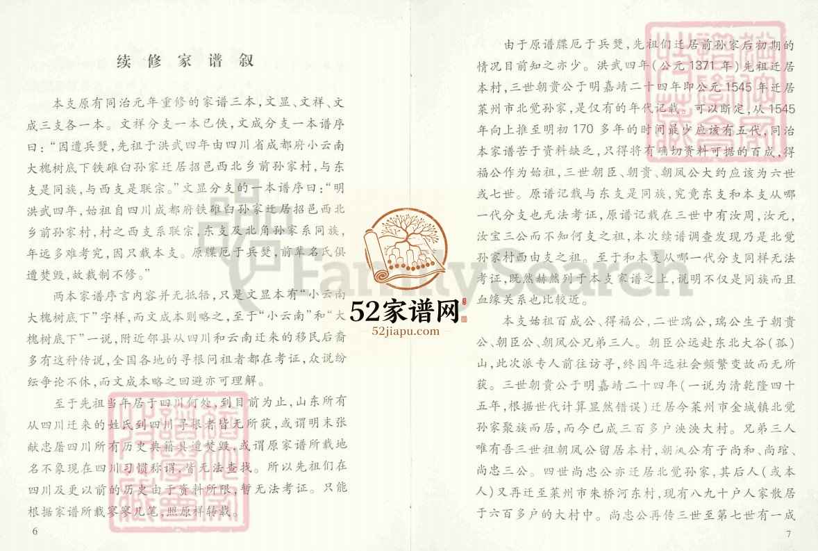 招远市前孙家孙氏家谱2008年修PDF电子版家谱下载