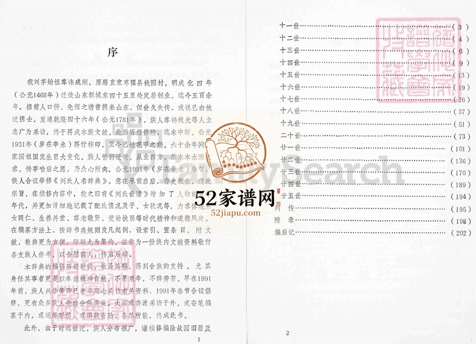 桓台县刘家茅托刘氏人名辞典1993年修PDF电子版家谱下载