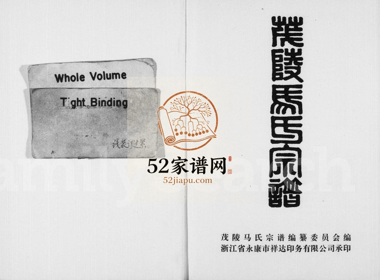 茂陵马氏宗谱1999年年修 浙江东阳马氏PDF电子版家谱下载