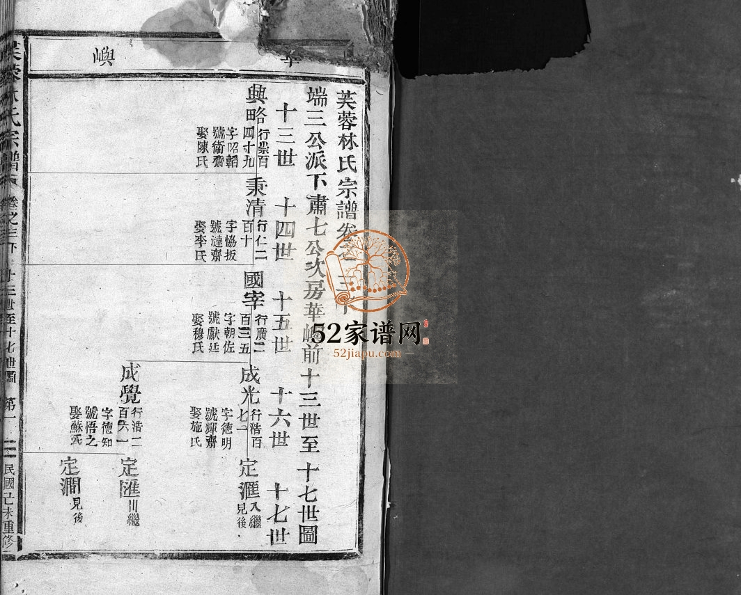 芙蓉林氏宗谱民国8[1919]重修 浙江乐清林氏电子版家谱下载