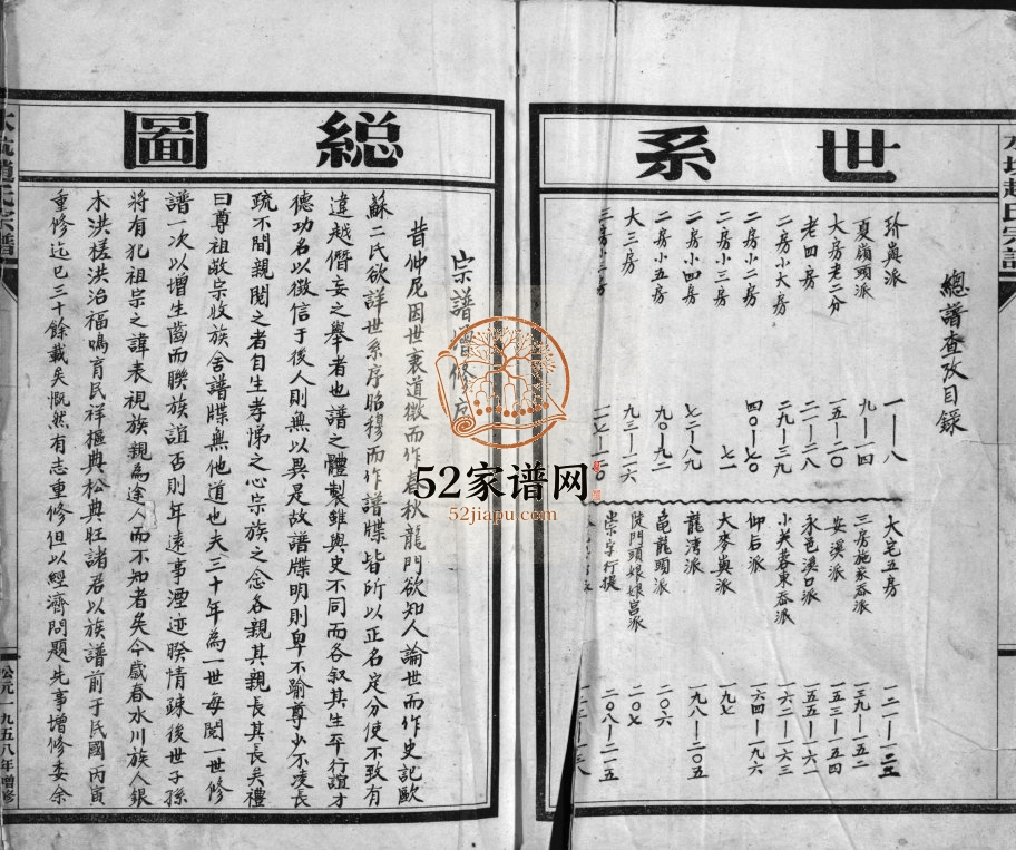 水坑赵氏宗谱[不分卷]1958年增修 浙江乐清赵氏电子版家谱下载