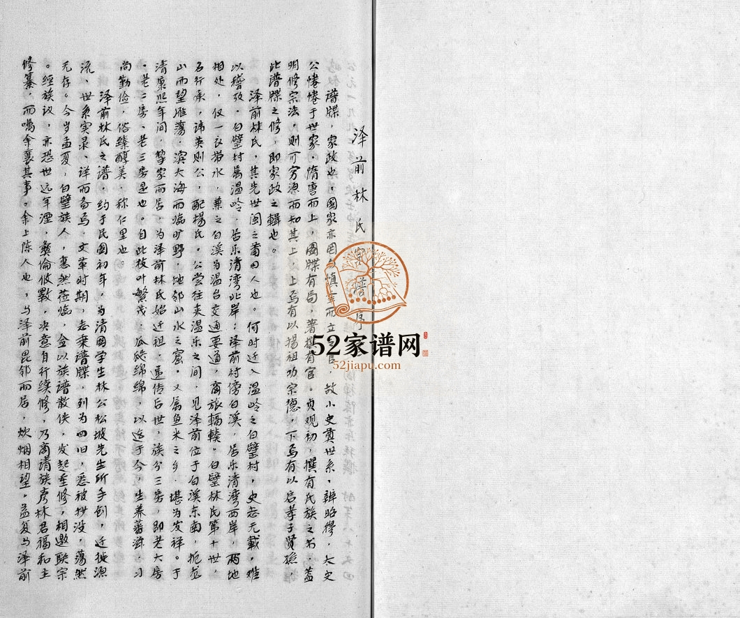 泽前林氏宗谱[不分卷]1992年修 浙江省温州乐清市林氏电子版家谱下载