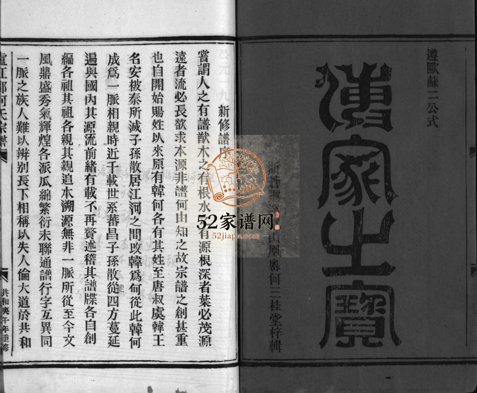 卢江郡何氏宗谱[不分卷]1990年重修 浙江温州市乐清何氏电子版家谱下载