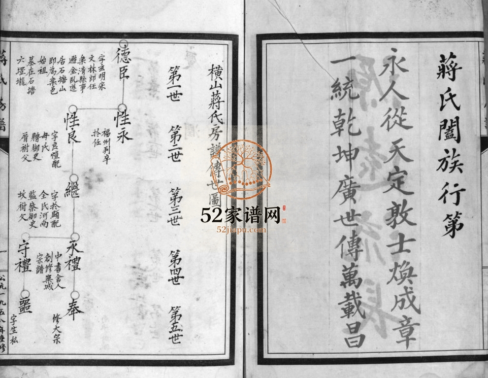 横山蒋氏房谱[不分卷]1958年重修 浙江乐清市蒋氏电子版家谱下载