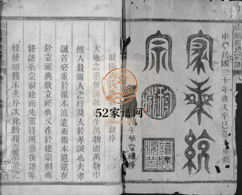 岐阳周氏宗谱1941年修 江西广丰太极堂周氏电子版家谱下载