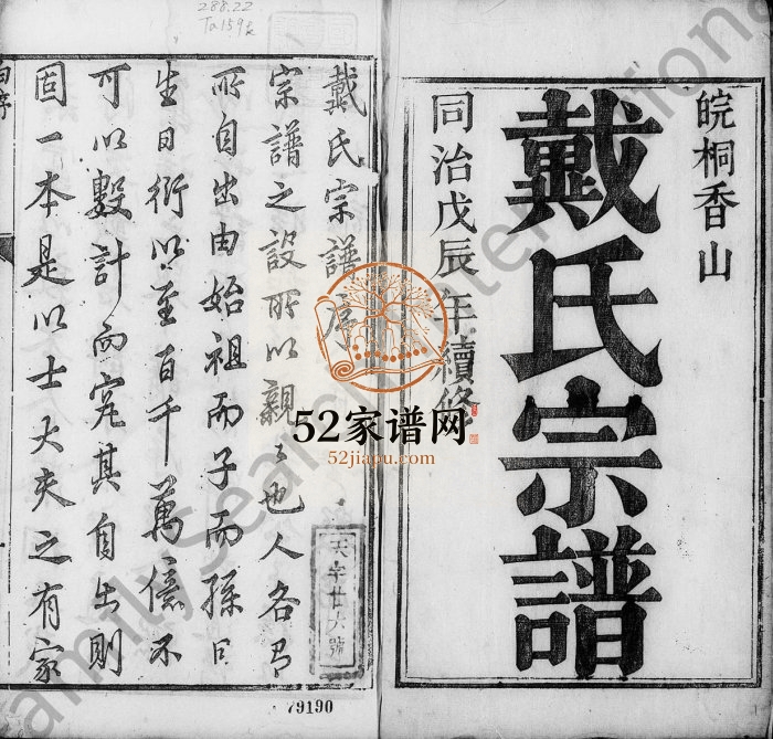 皖桐香山戴氏宗谱[25卷,首末各1卷]1868年修 安徽桐城戴氏电子版家谱下载