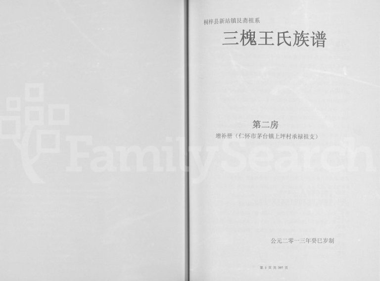桐梓县新站镇艮斋祖系三槐王氏族谱第二房增补册2013年修 贵州桐梓-仁怀王氏电子版家谱下载