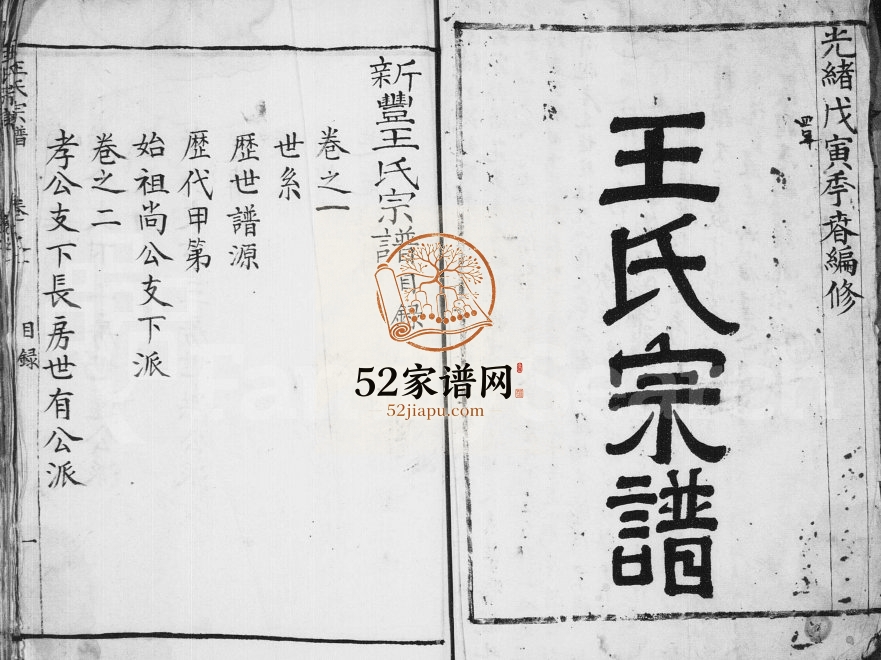 新丰王氏宗谱[4卷]1878年修 安徽桐城王氏电子版家谱下载