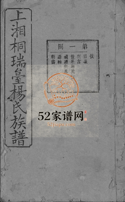 上湘桐瑞台杨氏族谱[22卷及卷首末]1909年修 湖南湘乡瑞鱣堂杨氏电子版家谱下载