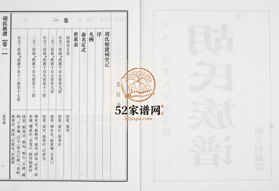 青岛流亭胡氏族谱2008年修 山东即墨录胡氏始建祠堂胡氏电子版家谱下载