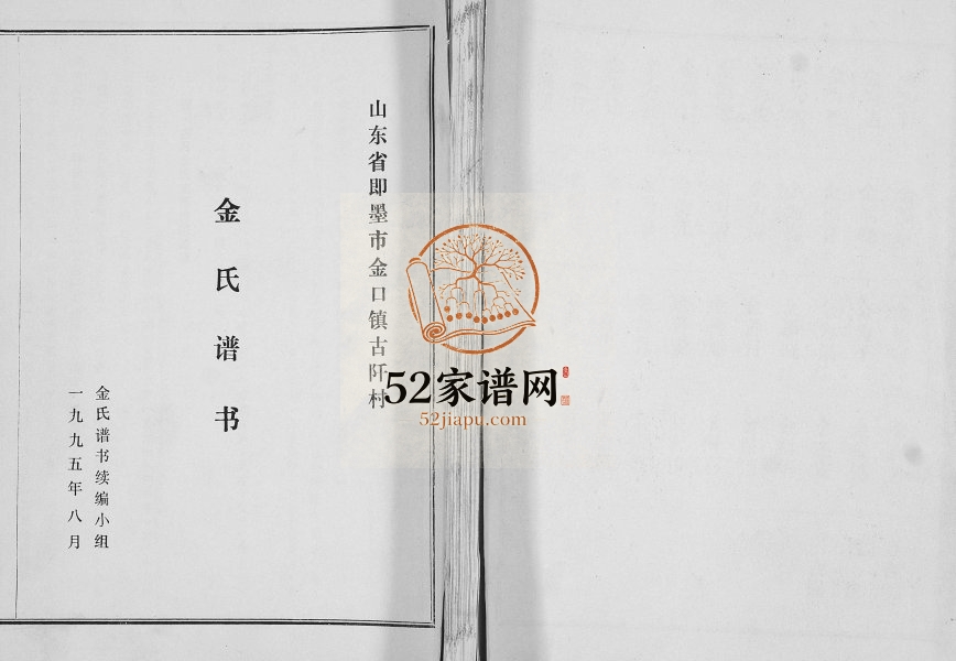 山东省即墨区金口镇古阡村金氏谱书1995年修 山东即墨金氏电子版家谱下载
