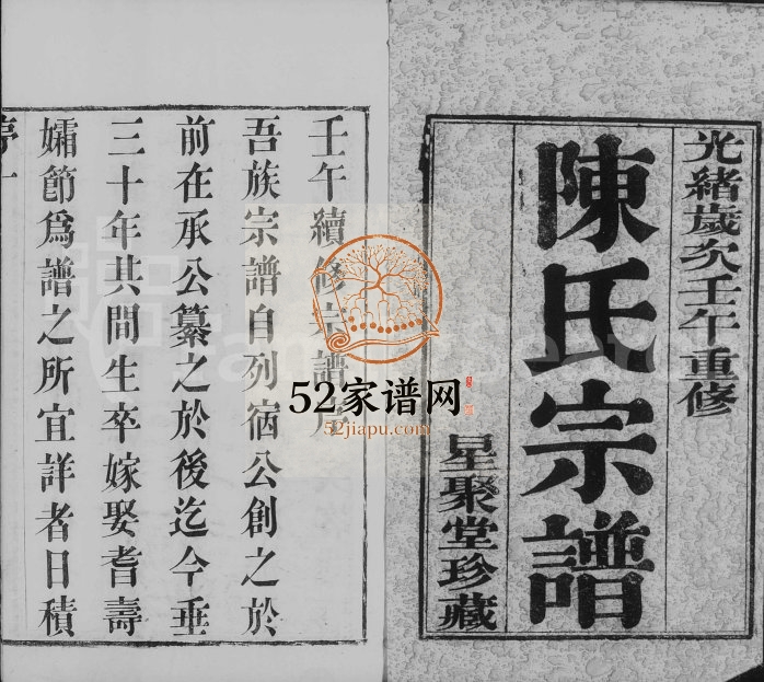 常州篁村陈氏宗谱[4卷]1882年重修 江苏武进星聚堂陈氏电子版家谱下载