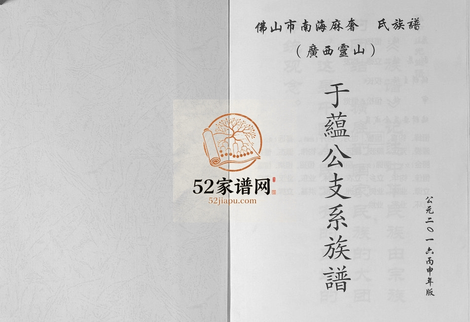 陈氏族谱于蕴公支系2016年修 广西灵山陈氏电子版家谱下载