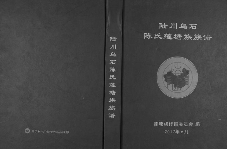 陆川乌石陈氏莲塘族族谱2017年修完整电子版家谱下载