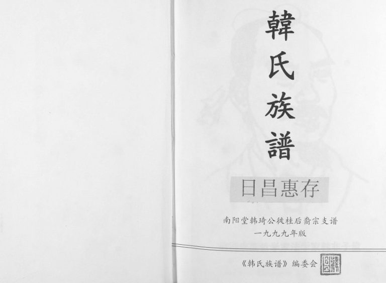 韩氏族谱南阳堂韩琦公桂后裔宗支谱1999年修 广西 广东 海南 河北韩氏联修电子版家谱下载