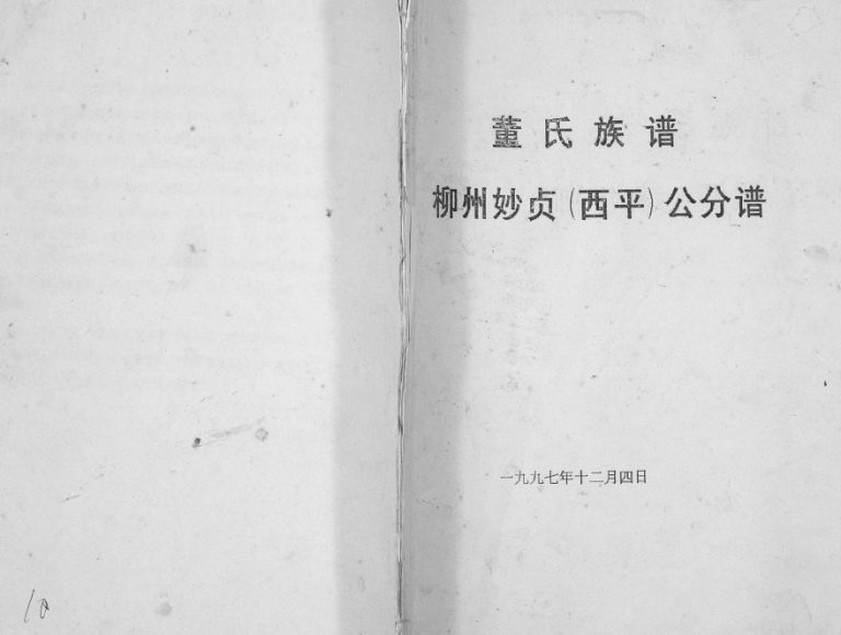 董氏族谱柳州妙贞（西平）公分谱1997年修 广西柳州市董氏电子版家谱下载