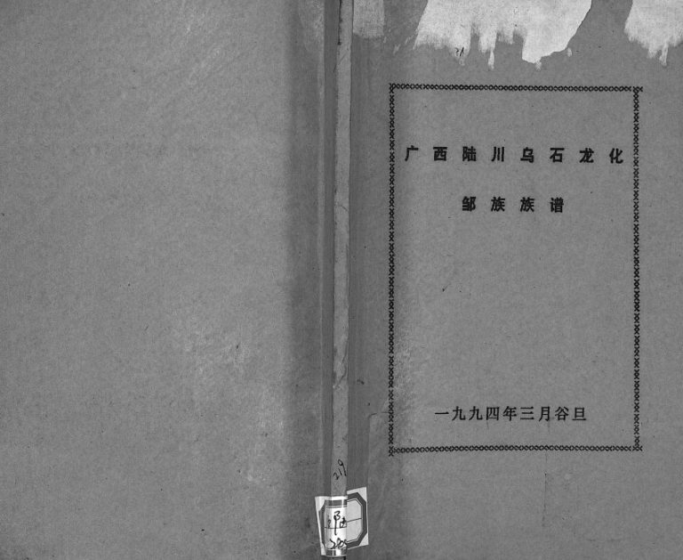 广西陆川乌石龙化邹族族谱1994年修 乌石镇邹氏完整电子版家谱下载
