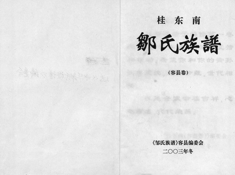 桂东南邹氏族谱(容县卷)2003年修完整电子版家谱下载