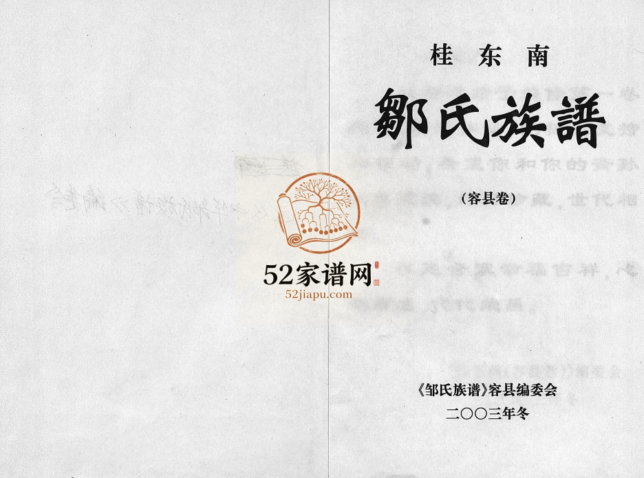 桂东南邹氏族谱(容县卷)2003年修完整电子版家谱下载