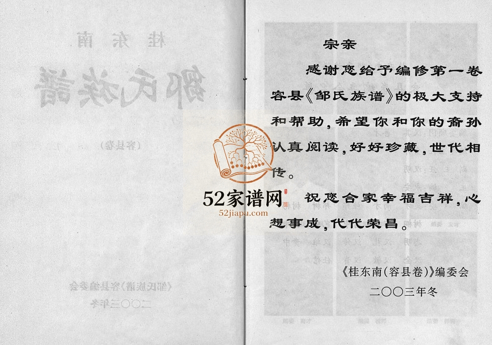 桂东南邹氏族谱(容县卷)2003年修完整电子版家谱下载