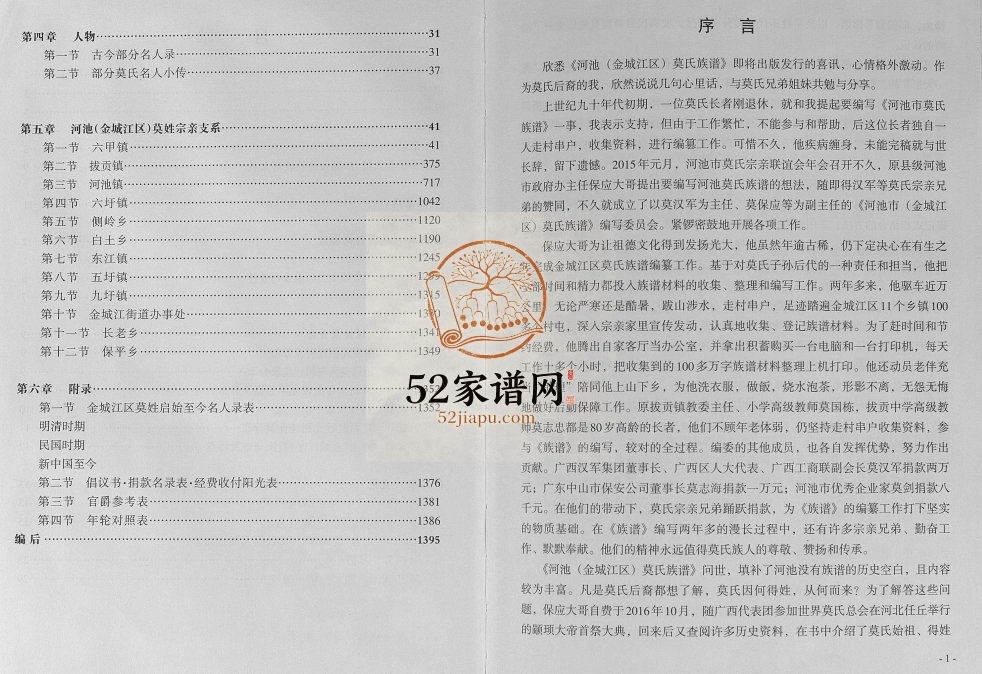 河池莫氏族谱2018年修 广西大化莫氏电子版家谱下载