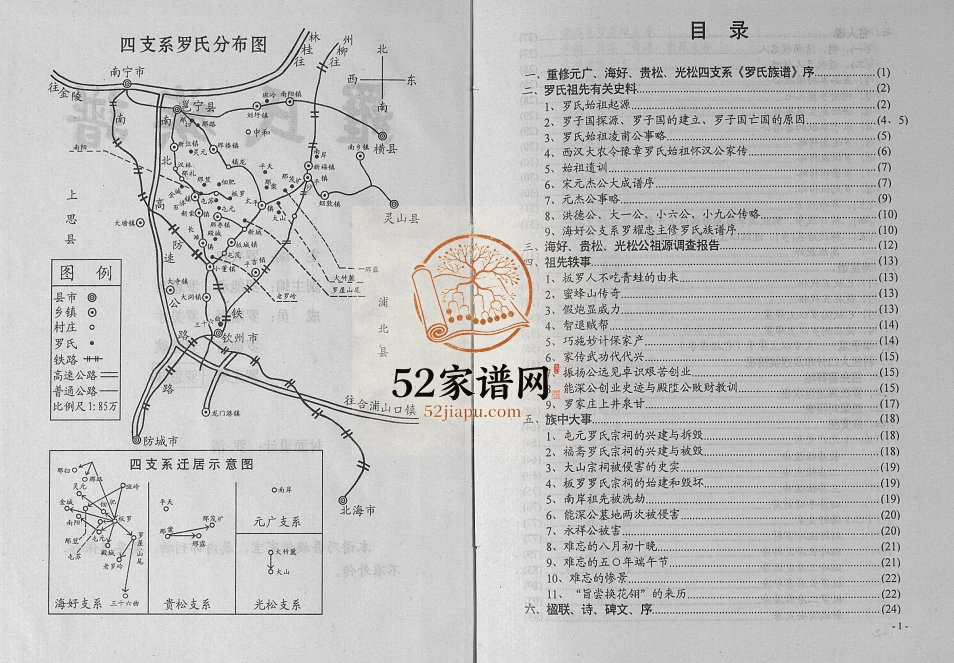罗氏族谱元广 海好 贵松 光松公四支系1999年修 广西南宁豫章郡罗氏电子版家谱下载