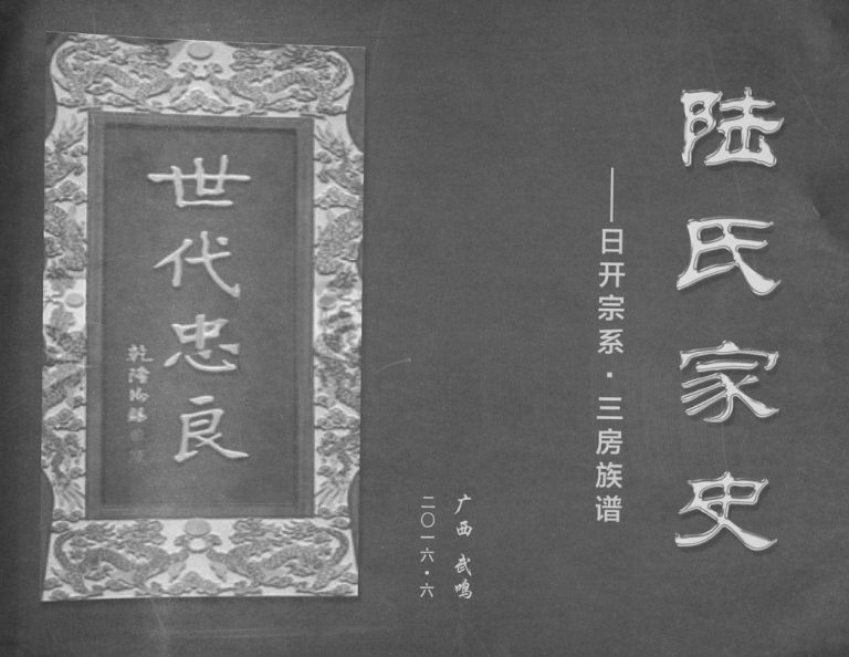 陆氏家史日开宗系三房族谱2016年修 广西武鸣陆氏电子版家谱下载