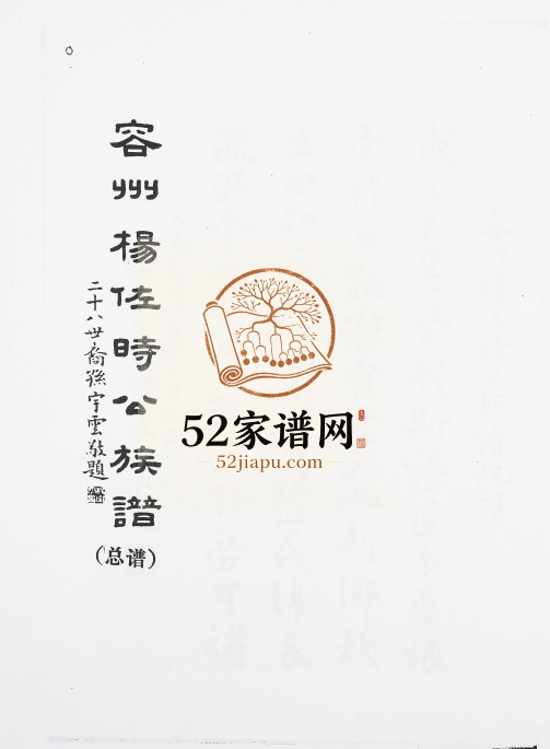 1992年修容州杨佐时公族谱总谱 广西容县杨氏完整电子版家谱下载