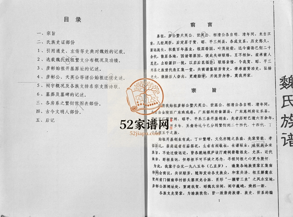 1997年修昭平 贺州 平乐魏氏族谱 广西贺州市魏氏彦彬公 天英公宗支完整电子版家谱下载