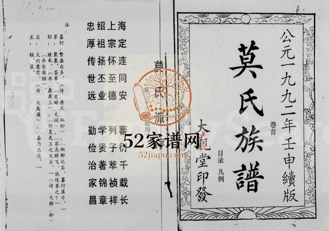 1992年修莫氏族谱[36卷首1卷]海南定安大观堂莫氏完整电子版家谱下载