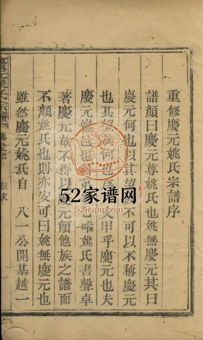 1878年修庆元姚氏宗谱九卷首一卷 姚氏德柒公祠 浙江庆元姚氏PDF电子版家谱下载