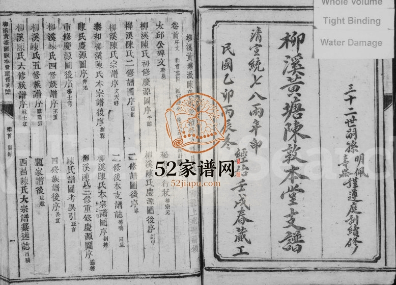 1922年柳溪黄塘陈敦本堂续修支谱[5卷首1卷]江西泰和陈氏完整电子版家谱下载
