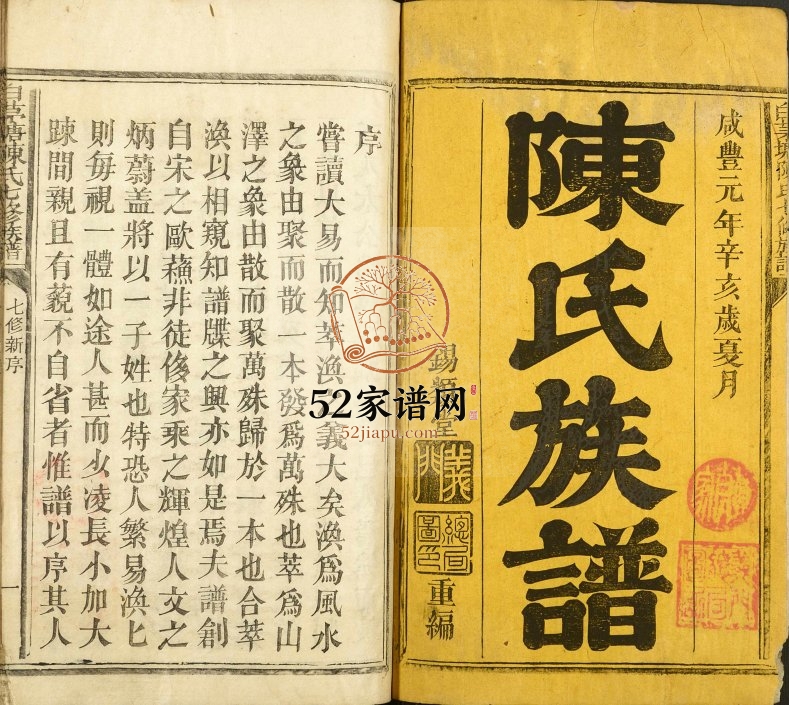 1851年白茅塘陈氏七修族谱 江西石城陈氏完整电子版家谱下载