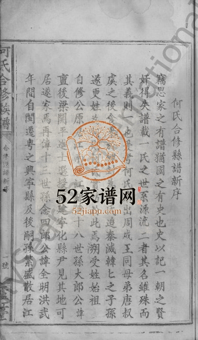 1936年何氏合修族谱 福建武平 广东兴宁 江西上犹庐江堂何氏电子版家谱下载