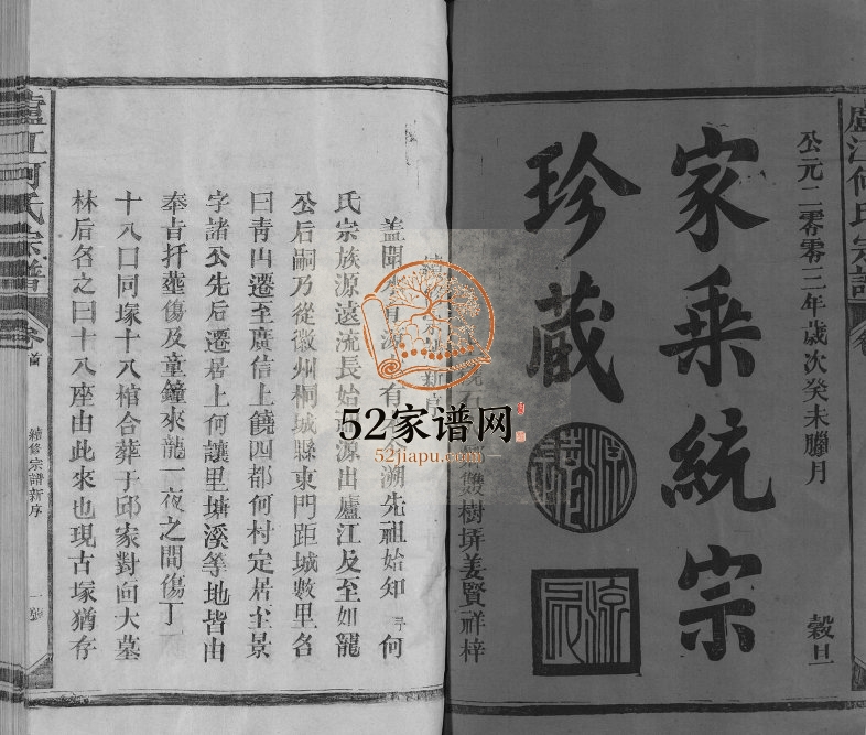 2003年修卢江何氏宗谱[3卷首1卷]江西广信何氏完整电子版族谱下载