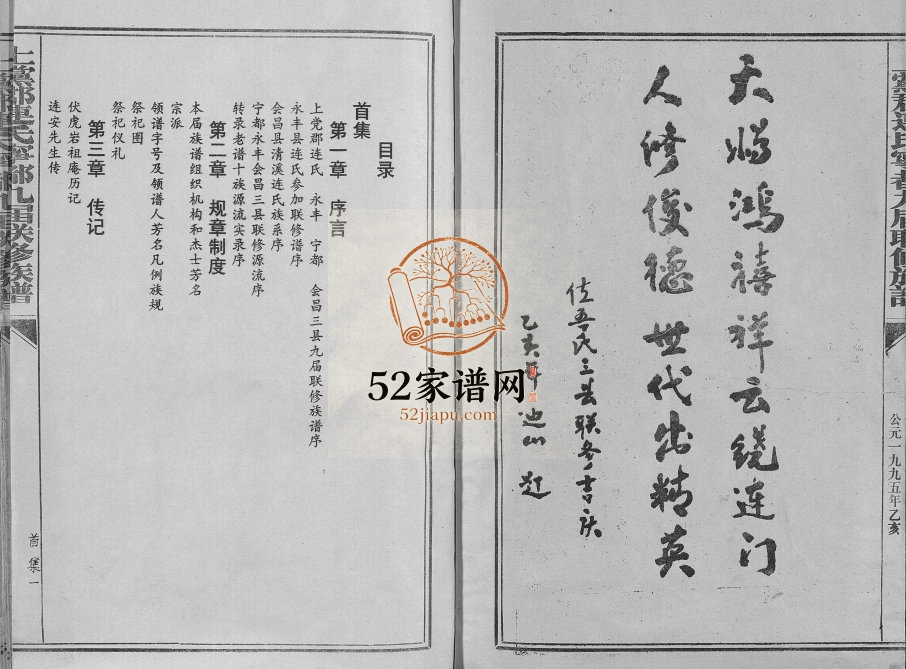 1995年上党郡连氏宁都九届联修族谱 江西宁都连氏完整电子版家谱下载