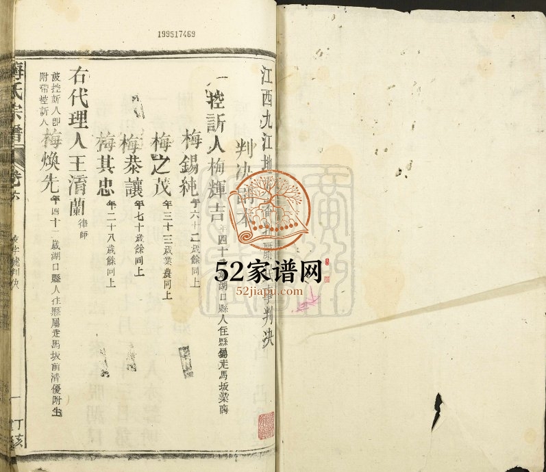 1927年重修梅氏宗谱[残卷]江西湖口 陈家湾 梅家洲 菱角塘梅姓电子版族谱下载